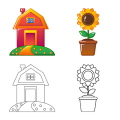 Isolated object of farm and agriculture sign. Set of farm and plant vector icon for stock.