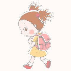 Cute girl with her school bag
