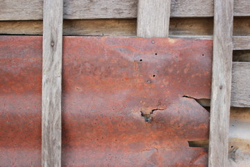 rusty textured iron sheeting used as walls