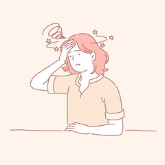 Line style stressed girl