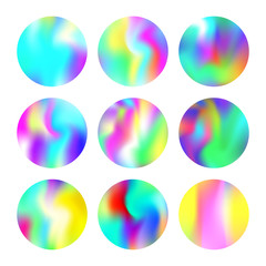 Holographic abstract backgrounds set.