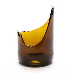 Glass shards, broken beer bottle isolated on white background, clipping path