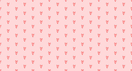 Hand drawn background with colored hearts. Seamless grungy wallpaper on surface. Abstract texture with love signs. Lovely pattern. Line art. Print for banner, flyer or poster. Colorful illustration
