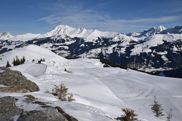 Fototapeta na wymiar Montagnes de l'Oberland bernois en hiver, Suisse