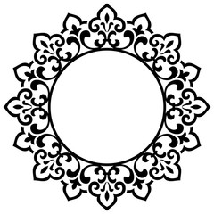 Decorative frame Elegant vector element for design in Eastern style, place for text. Floral black border. Lace illustration for invitations and greeting cards
