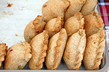 Donuts. Baked pastry with chocolate, jam or cheese. Fried or baked pastry of dough. 