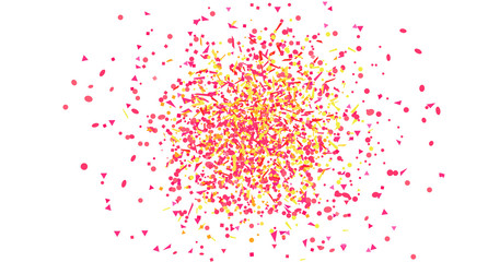 Fototapeta premium Multicolored pattern with geometric elements on isolated white. Colorful background with confetti. Holiday texture from glitters. Luxury colored frame. Print for banner, flyer, poster and textile