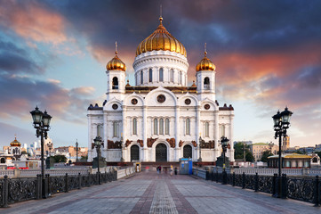 Fototapeta na wymiar Moscow, Russia - Sunset view of Cathedral of Christ the Savior