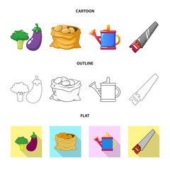 Vector design of farm and agriculture symbol. Set of farm and plant stock vector illustration.