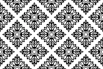 Tafelkleed Floral pattern. Vintage wallpaper in the Baroque style. Seamless vector background. White and black ornament for fabric, wallpaper, packaging. Ornate Damask flower ornament © ELENA