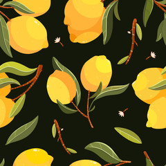 Lemon seamless pattern. Handpainted  vector lemon illustration. Use for postcard, print, invitations, packaging etc. - 242259112