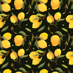 Lemon seamless pattern. Handpainted  vector lemon illustration. Use for postcard, print, invitations, packaging etc. - 242259161