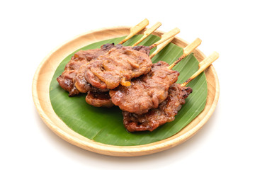 grilled skewered milk pork with white sticky rice