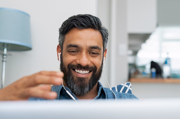 Man doing video conversation