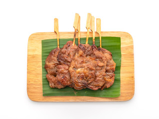 grilled skewered milk pork with white sticky rice