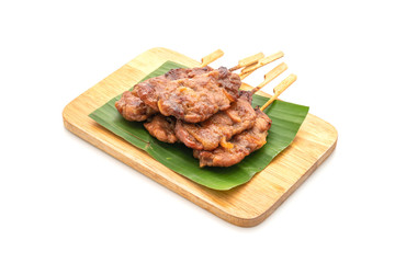 grilled skewered milk pork with white sticky rice