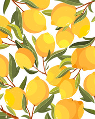 Lemon card. Handpainted  vector lemon illustration. Use for postcard, print, invitations, packaging etc. - 242259194