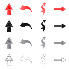 Vector illustration of element and arrow logo. Set of element and direction stock symbol for web.