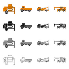 Vector illustration of build and construction sign. Set of build and machinery vector icon for stock.