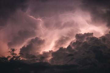 Lightning storm in summer day