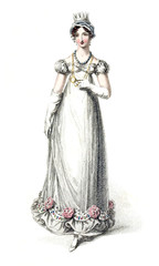 woman in old fashion dress