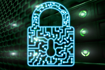 Cyber Security lock icon Information Privacy Data Protection internet and Technology concept