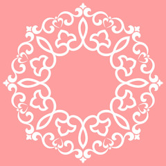 Decorative frame Elegant vector element for design in Eastern style, place for text. Floral pink border. Lace illustration for invitations and greeting cards