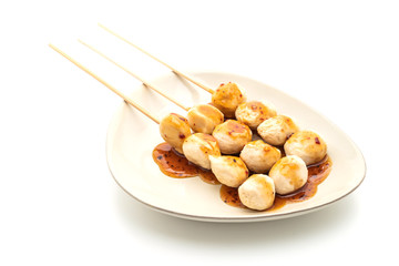  grilled pork meatballs with sweet chili sauce