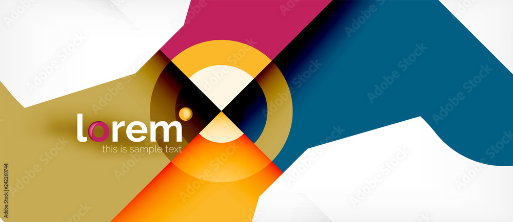 Wall mural geometric colorful shapes composition abstract background. minimal dynamic design