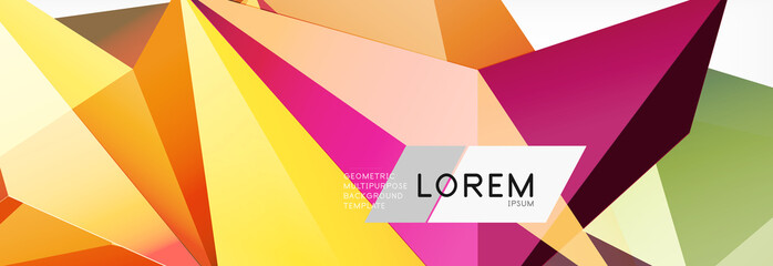 Triangle 3d polygonal art style. Future geometric design. Vector geometry futuristic illustration