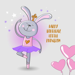cute rabbit ballerina illustration