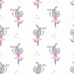 Tapeten niedliche Kaninchen Ballerina nahtlose Muster © elentina