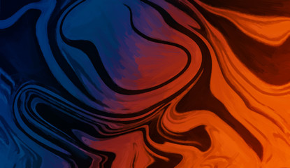 Blue orange marble liquid background wallpaper.Digital oil artwork for graphic design.