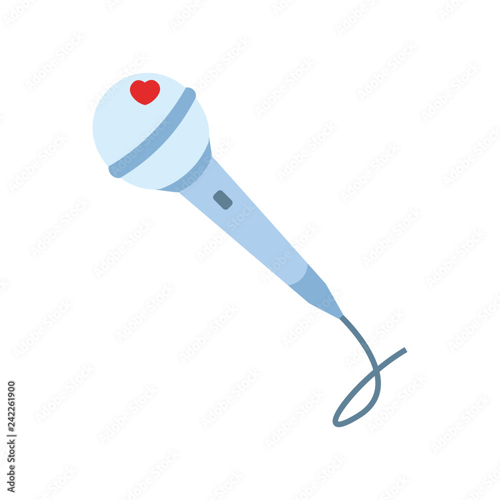 Poster valentines day microphone icon on white background for graphic and web design, modern simple vector 
