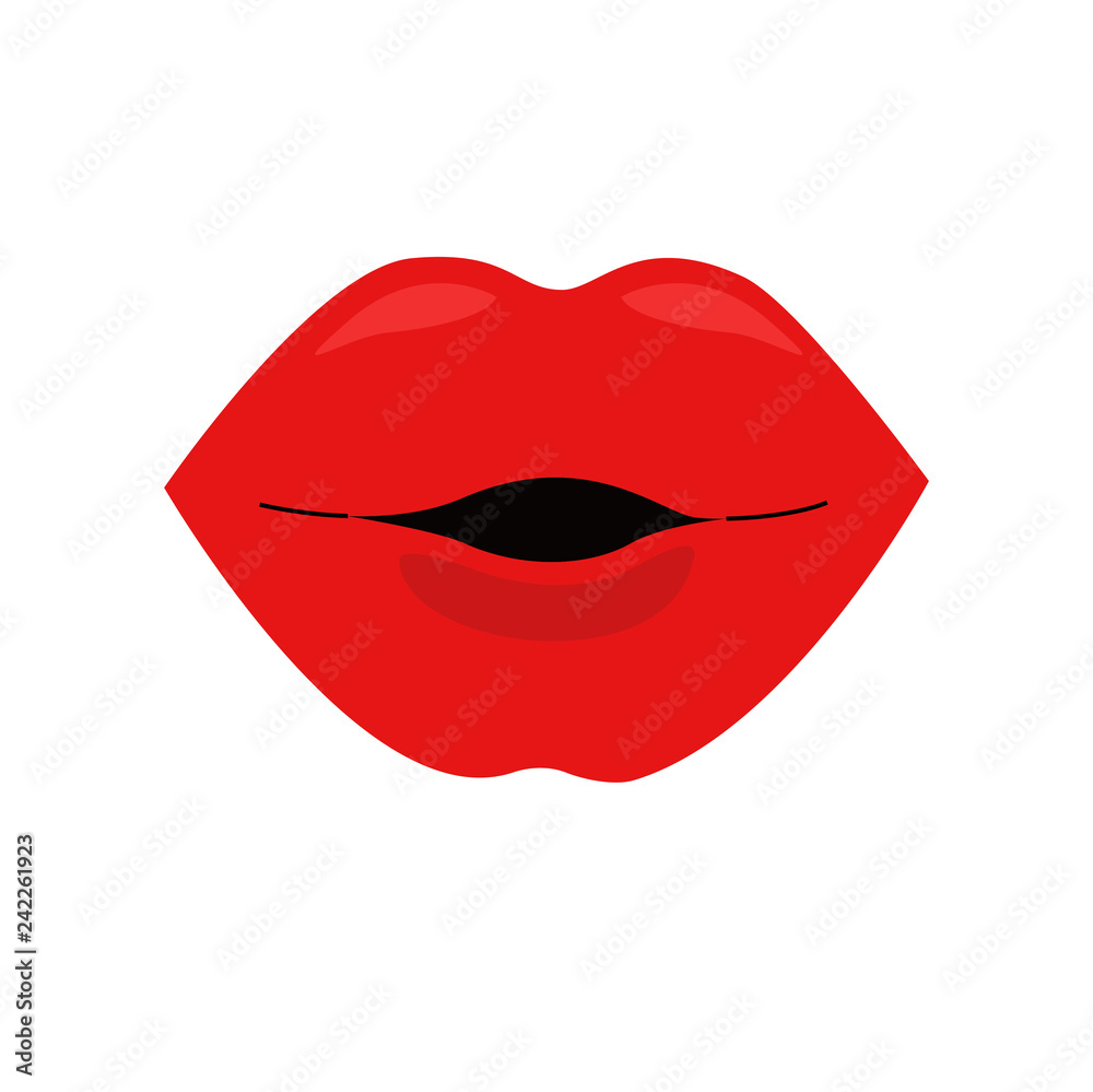 Poster valentines day lips icon on white background for graphic and web design, modern simple vector sign. 
