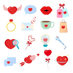 Valentines day icons set on white background for graphic and web design, Modern simple vector sign. Internet concept. Trendy symbol for website design web button or mobile