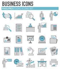 Business icons set bleu grey on white background for graphic and web design, Modern simple vector sign. Internet concept. Trendy symbol for website design web button or mobile app