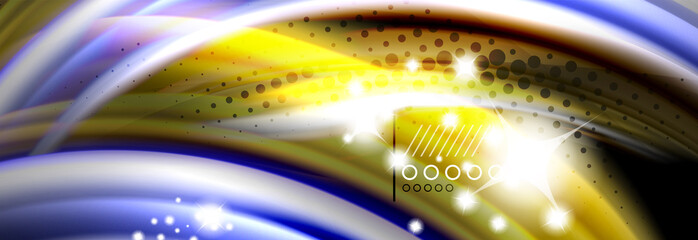 Rainbow color fluid wave lines flow poster. Wave Liquid shapes design