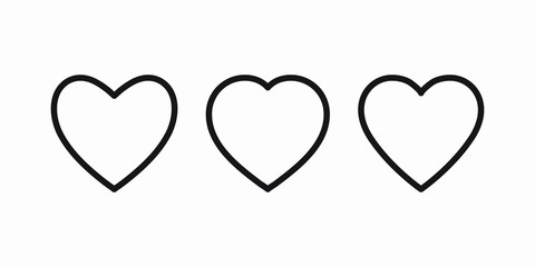 New heart icons, concept of love, linear icons thin grey line