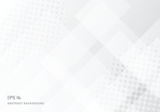 Fototapeta Abstract technology squares overlapping with halftone white background.