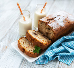 traditional homemade stollen with dried fruits and nuts