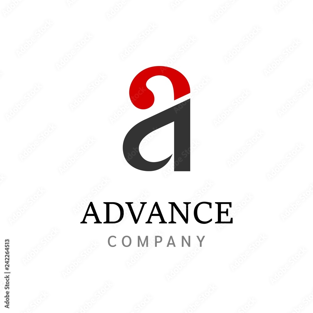 Poster advance logo with arrow sign initial a