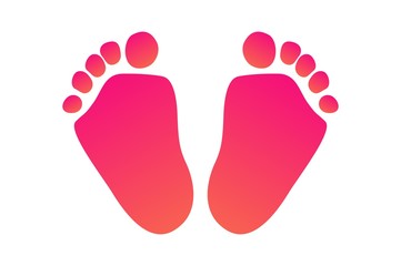 Kids little foots icon in flat style