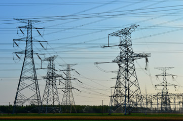 The power supply facilities of contour in the evening