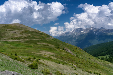Mountain landscape along the road to Colle dell'Assietta