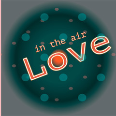 Neon sign, the word Love with heart on dark background. Design element for Happy Valentine's Day. Ready for your design, greeting card, banner. illustration.