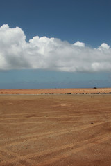 Fototapeta na wymiar Paesaggio desertico con nuvola bianca