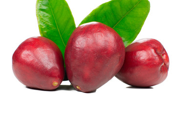 Exotic fruit Syzygium malaccense isolated in white background