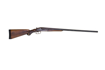 Vintage Double Barreled Hunting Gun From 1900s Isolated On White Background