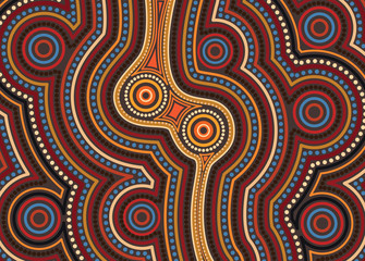 Aboriginal art vector background. Illustration based on aboriginal style of dot painting.